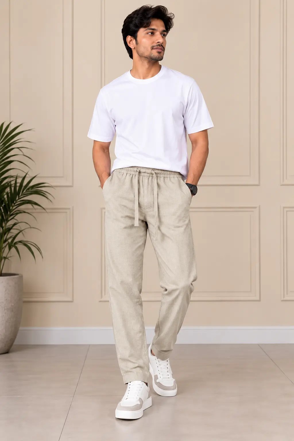 2026/09/1000451073.jpg Ivory Relaxed Comfort Trousers - Image 1