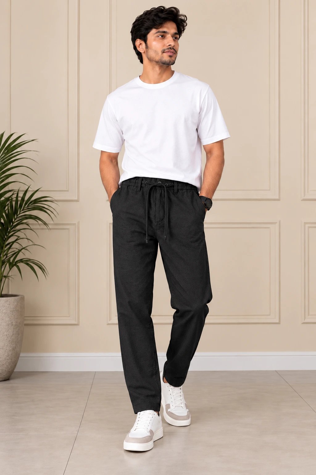 2026/09/1000451077.jpg Jet Black Relaxed Comfort Trousers - Image 1